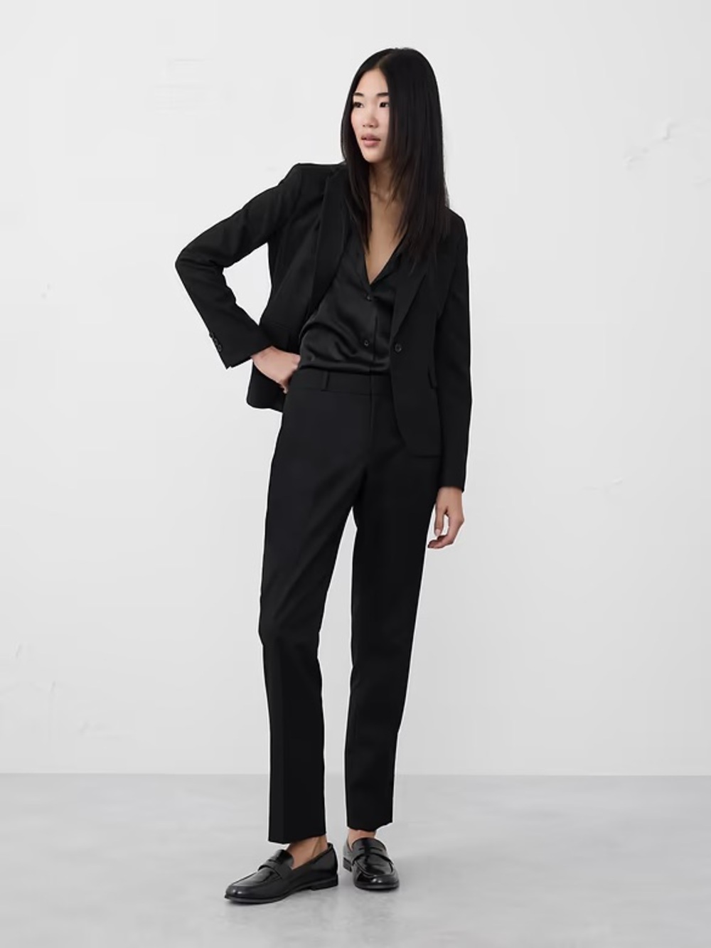 Banana Republic Ryan Curvy Straight Pant Black NWT 16 Mid Rise Office Career